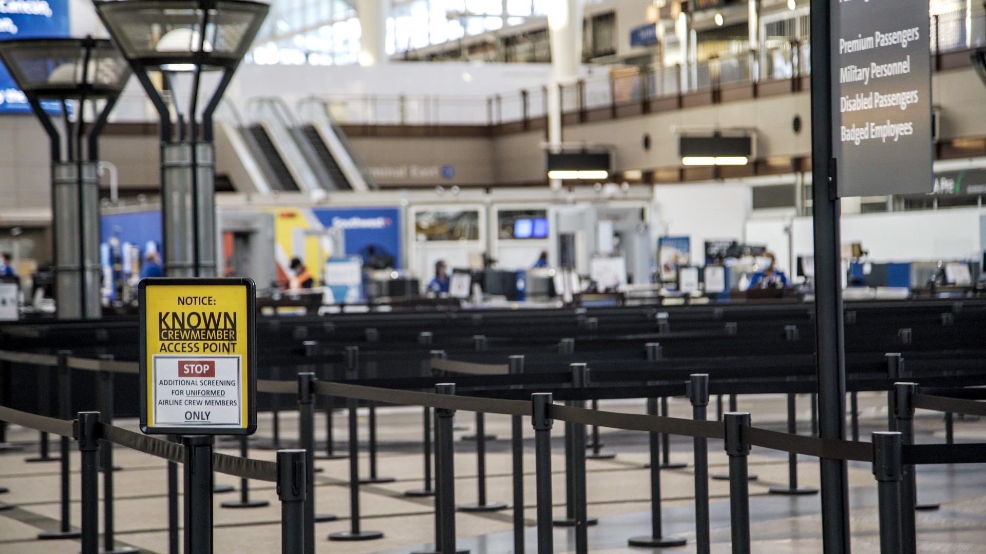 Screenshot from Sony A7rII of empty TSA Checkpoints.